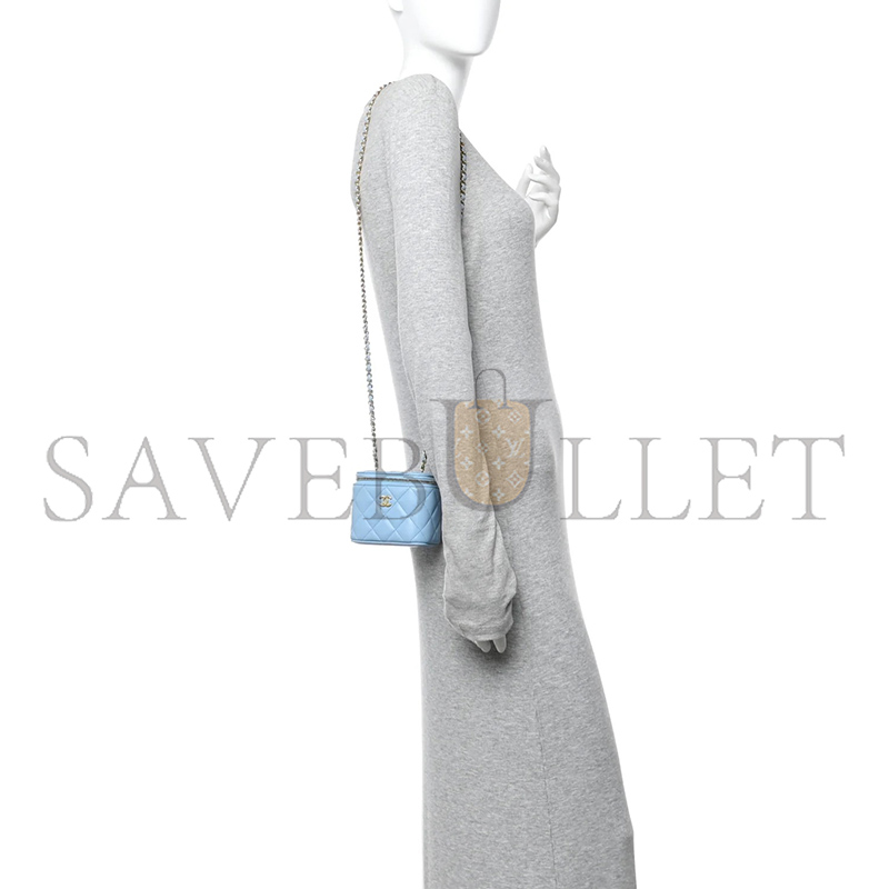 CHANEL MASTER LAMBSKIN QUILTED PEARL CRUSH MINI VANITY CASE WITH CHAIN AS1447 (11*8.5*7cm)